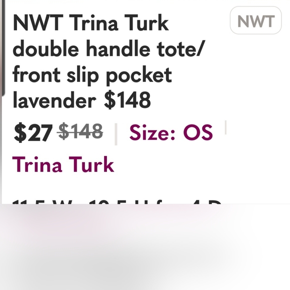 TRINA Turk purple hand bag,nwt - Picture 11 of 11